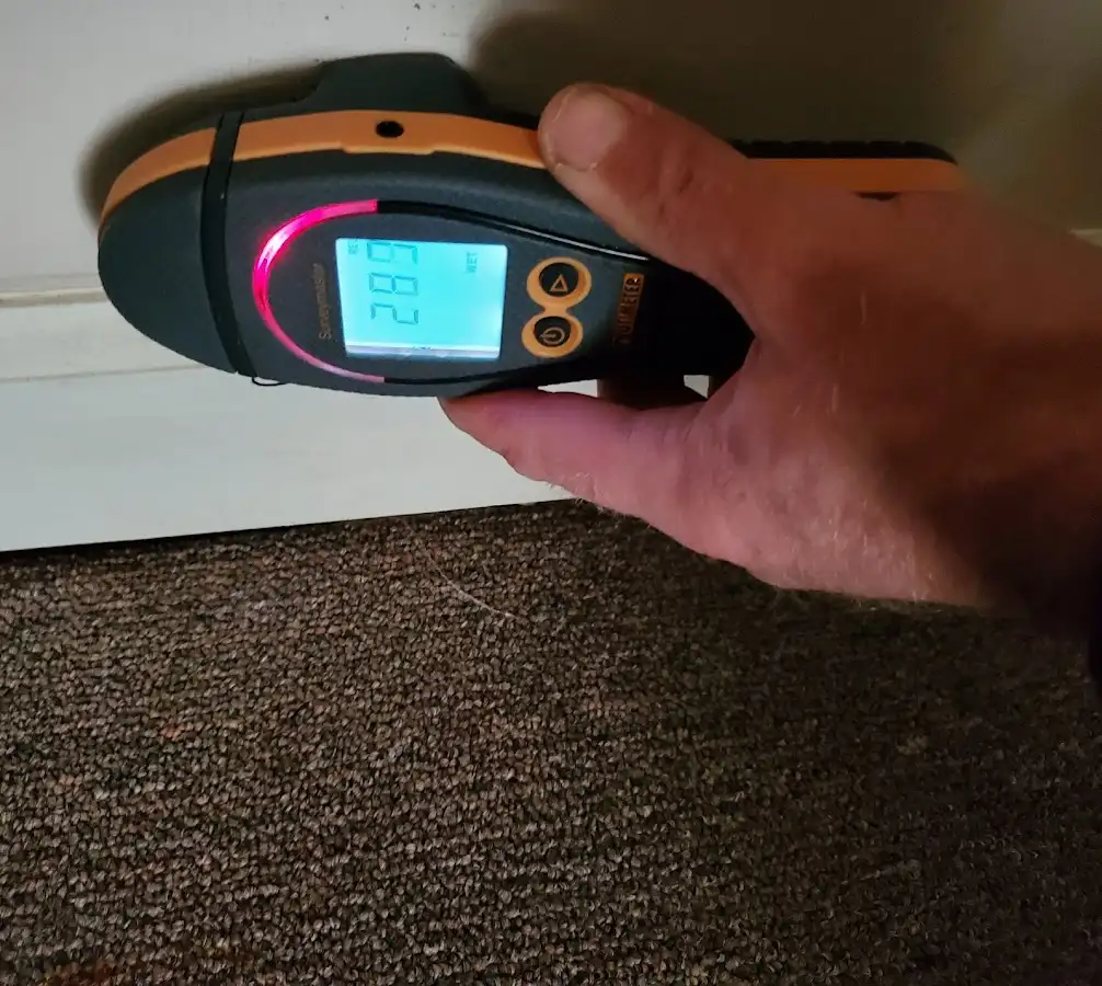 Moisture detection at baseboard during Sewage Cleanup & Sanitation in Kaiminani